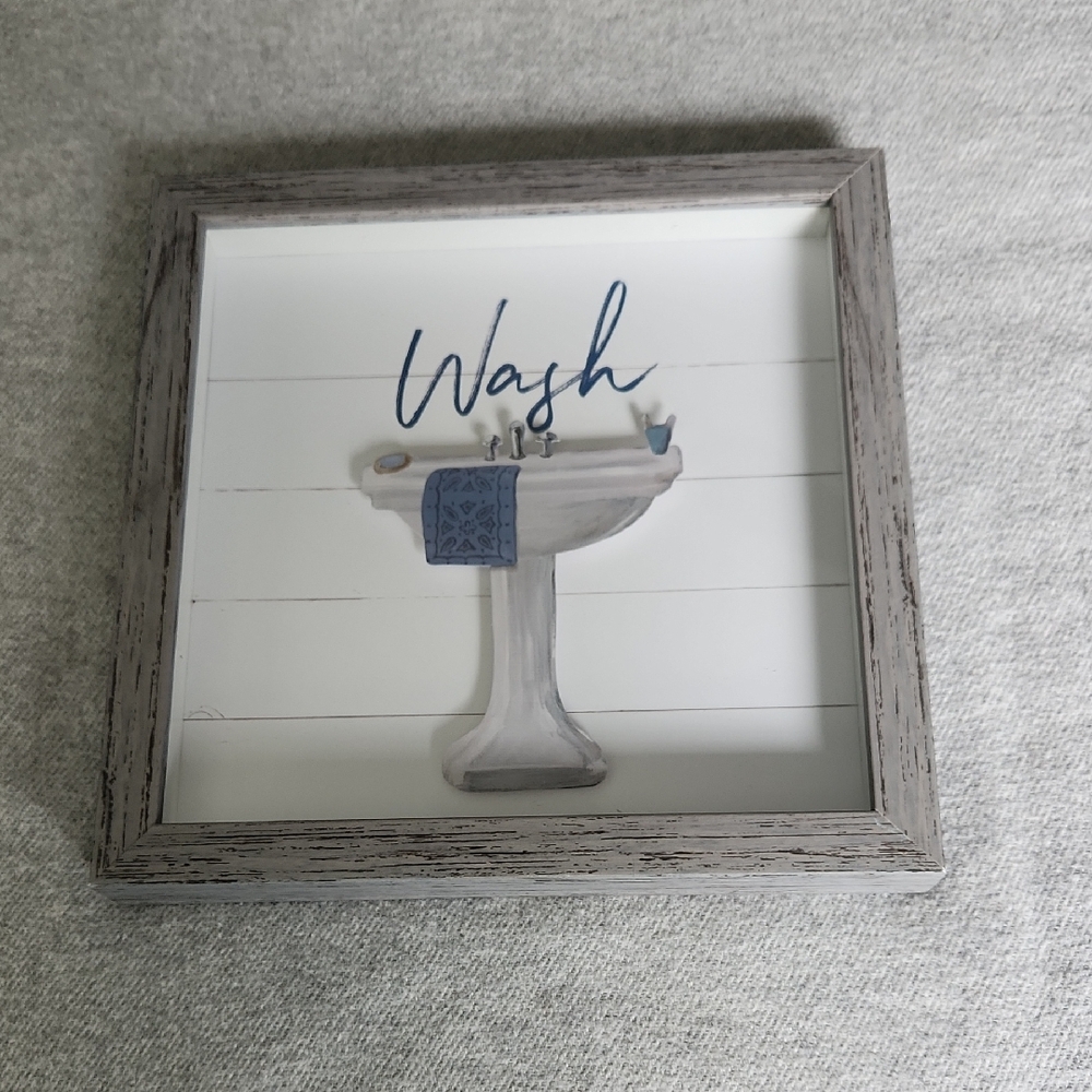 Gray Washed Framed Wash Sign Decor